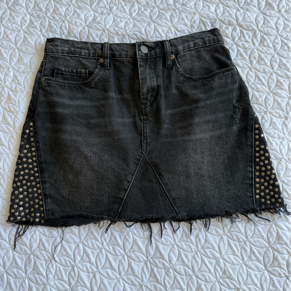 Blank NYC Black Embellished Cut Out Mini Skirt